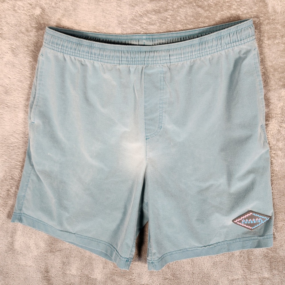 Chubbies Swim Trunks Mens Large Blue 7" Inseam Lined Pockets Drawstring - Picture 1 of 10